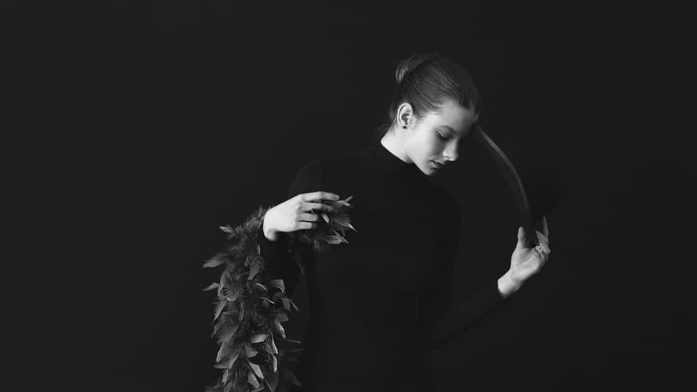 Elegant Woman with Feathers by Bettina Tautzenberger — canvas wall art