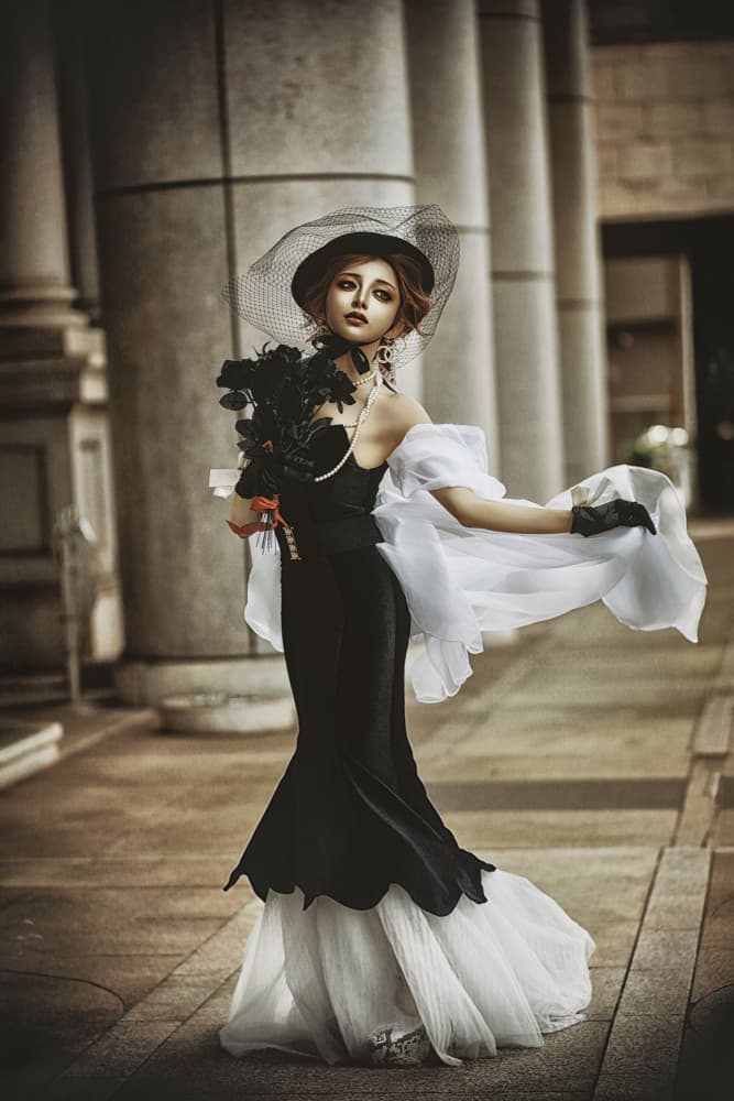 Elegant Lady In Black by KOIKI — canvas wall art