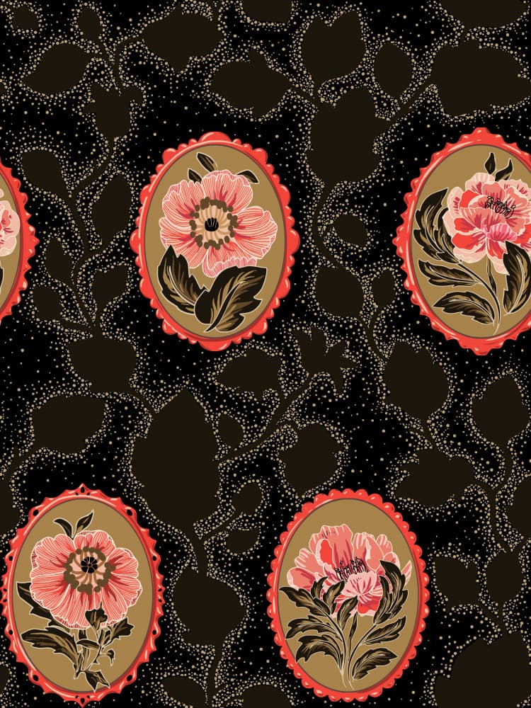 Vintage Floral Cameos by Annick — canvas wall art