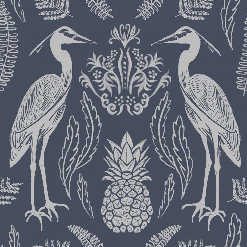 Elegant Tropical Herons by Charlotte Trudgett — canvas wall art
