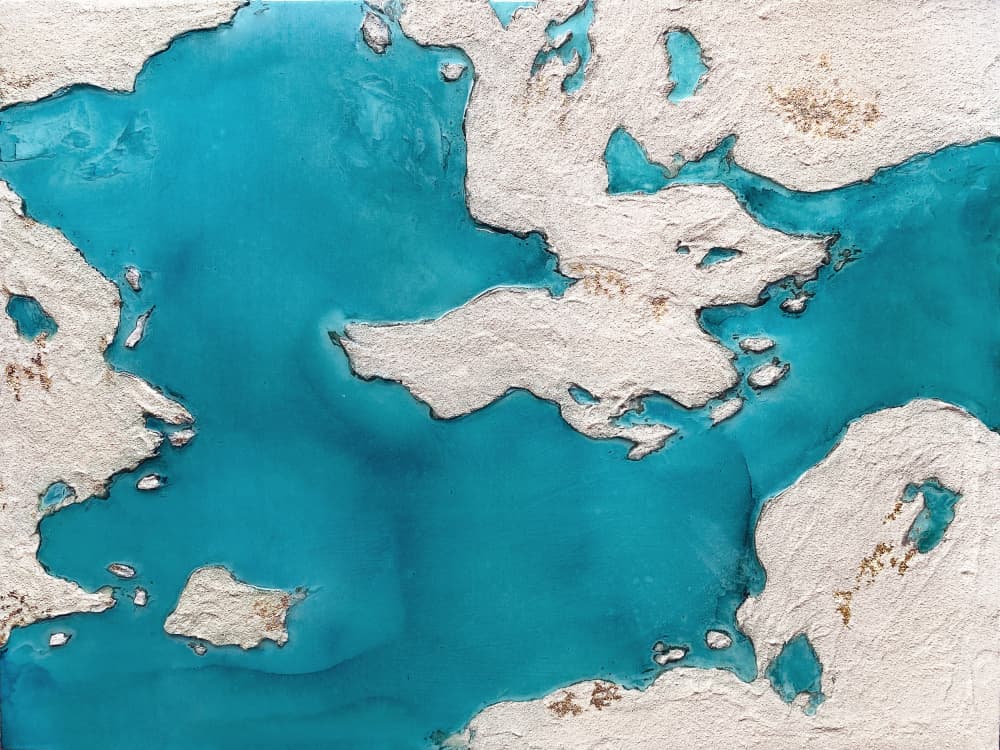 Turquoise Coastal Abstract by Alyson Storms — canvas wall art