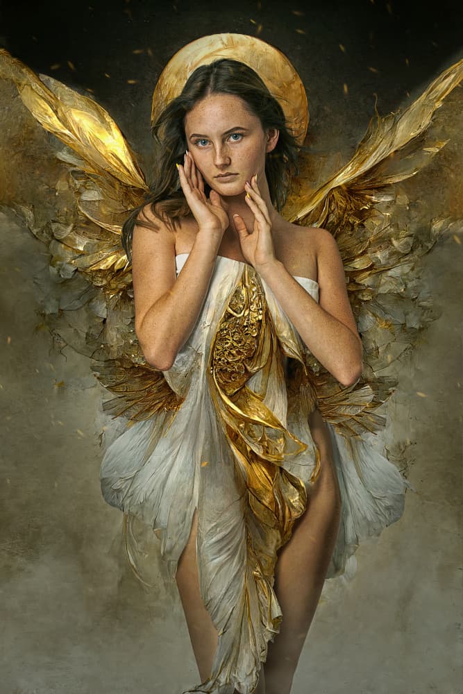 Golden Winged Angel by Marcel Egger — canvas wall art