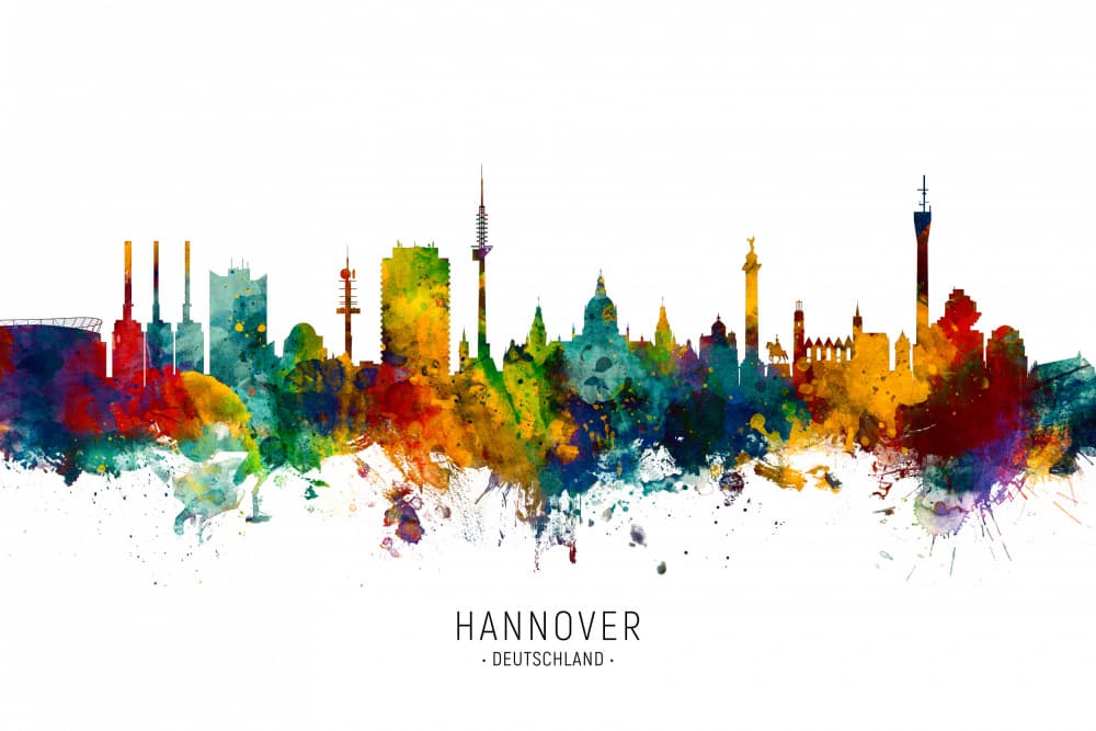 Vibrant Hannover Cityscape by Michael Tompsett — canvas wall art