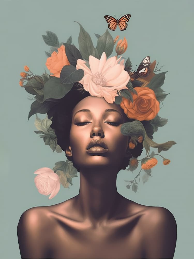 Serene Woman Floral Crown by Robert Farkas — canvas wall art