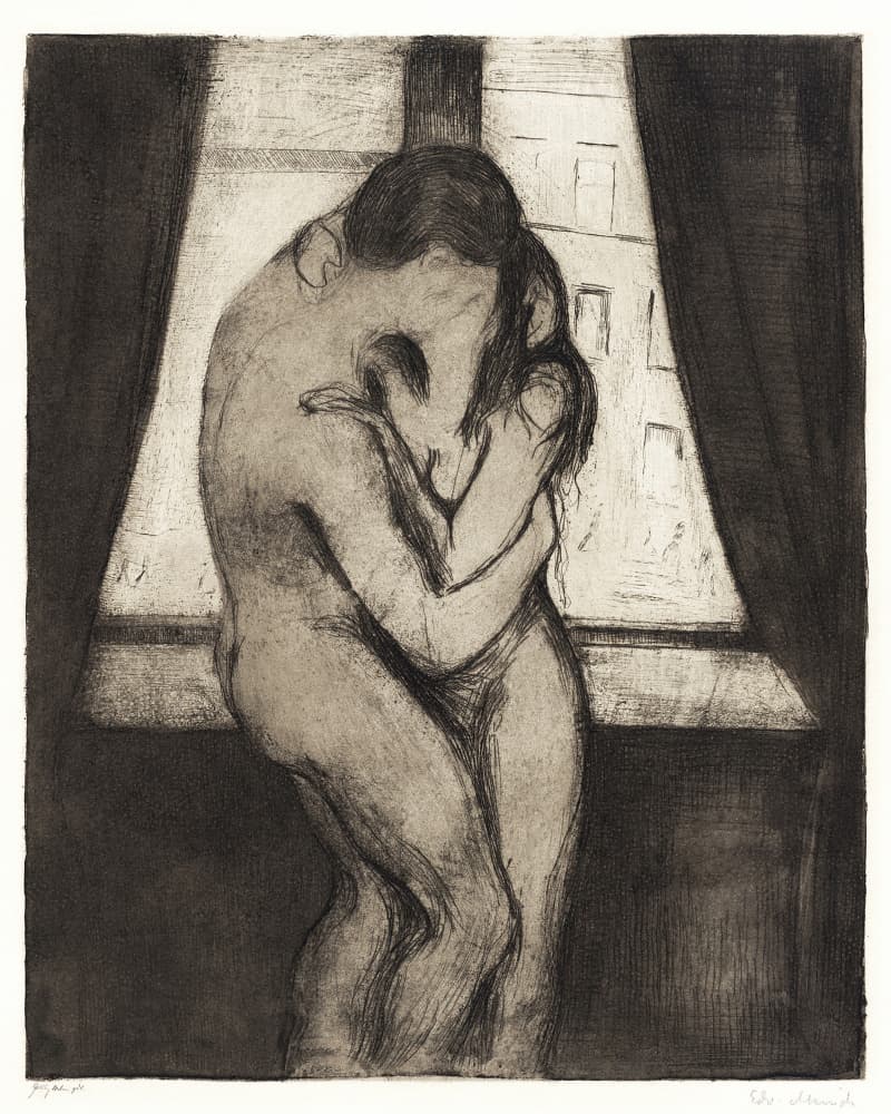 The Kiss 1895 by Edvard Munch — canvas wall art
