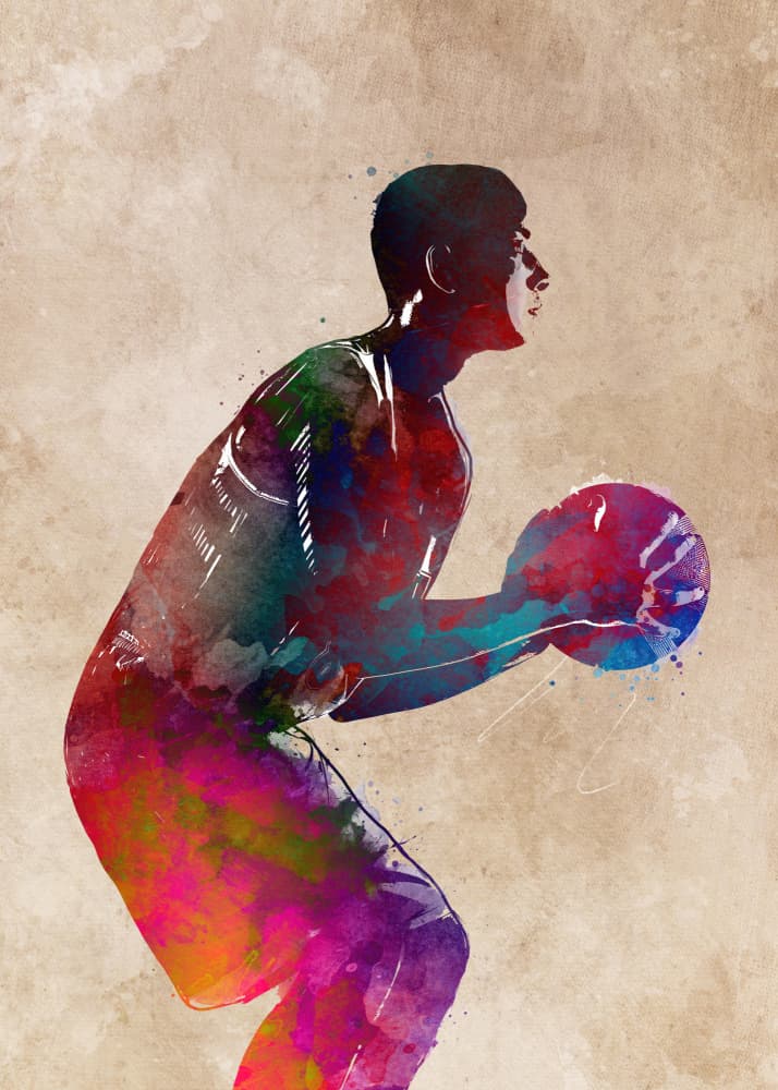 Vibrant Basketball Player by Justyna Jaszke — canvas wall art