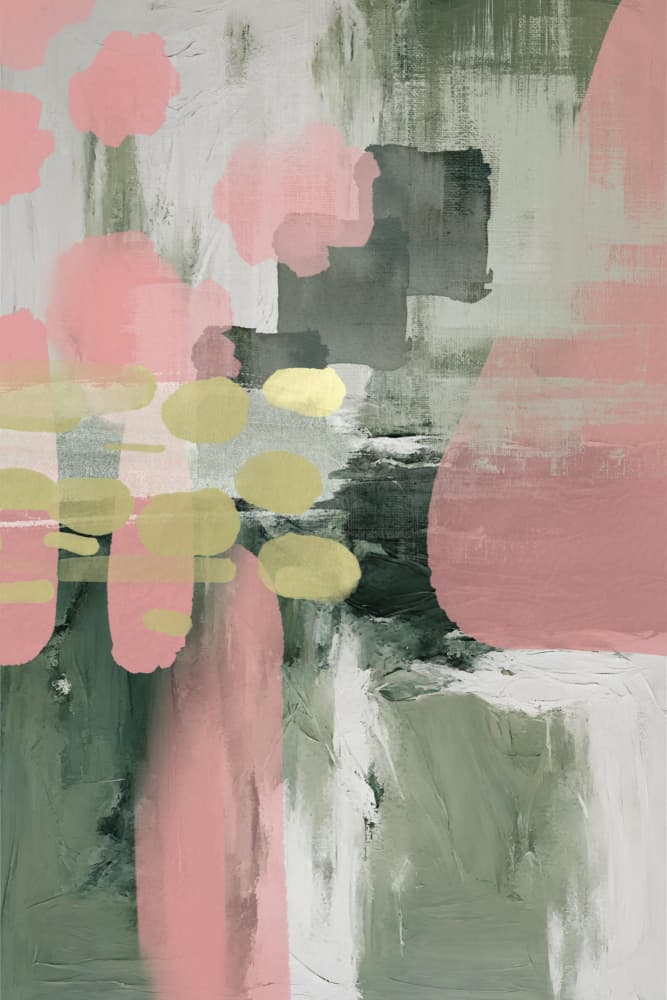 Blush Sage Gold Abstract by Sally Ann Moss — canvas wall art