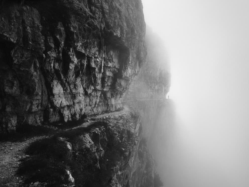 Misty Cliff Trail by Alessandro Accordini — canvas wall art