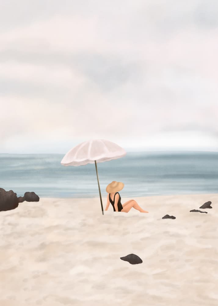 Serene Beach Scene by Flow Line — canvas wall art