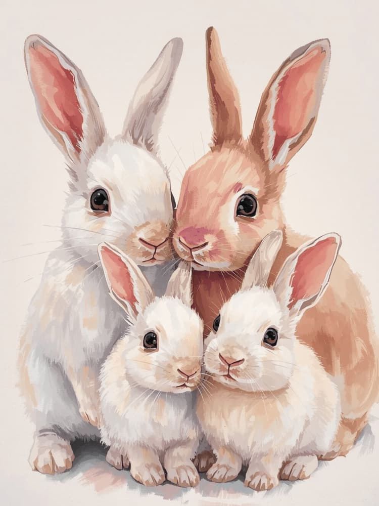 Adorable Rabbit Family by Ohkimiko — canvas wall art