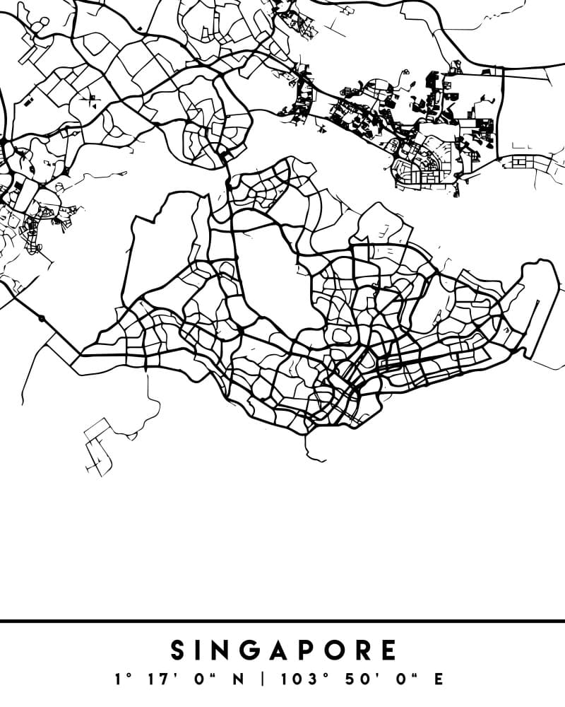 Singapore City Map by Emiliano Deificus — canvas wall art