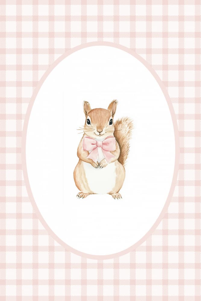 Cute Squirrel Pink Bow by Melloi Art Prints — canvas wall art