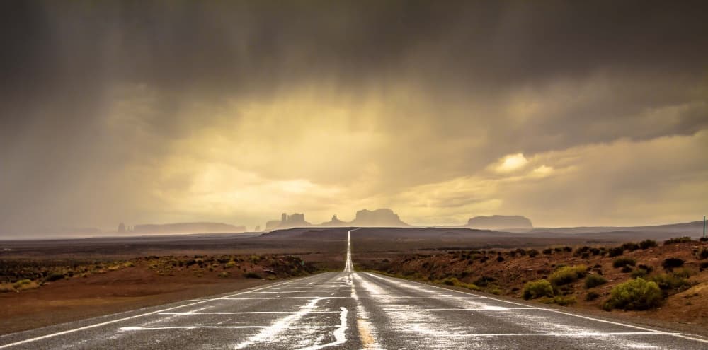 Stormy Desert Road by Javier De la Torre — canvas wall art