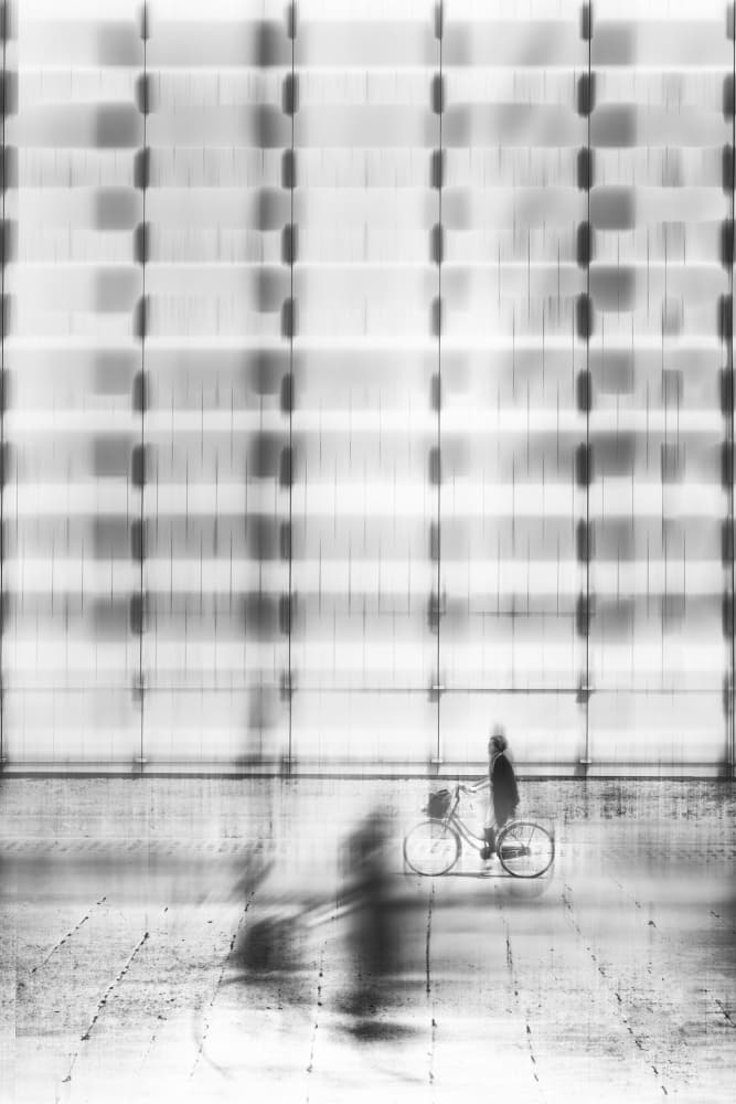 Monochrome Motion Cyclist by Jurij Bizjak — canvas wall art