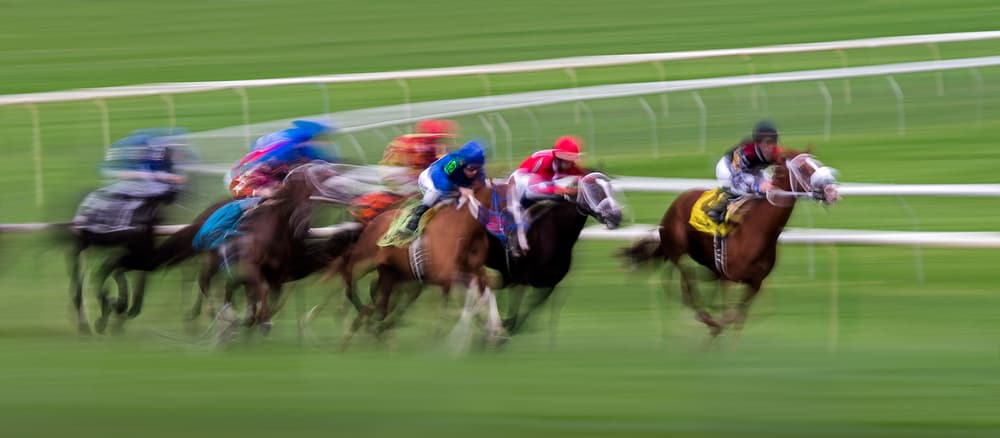 Horse Race Action by John Fan — canvas wall art