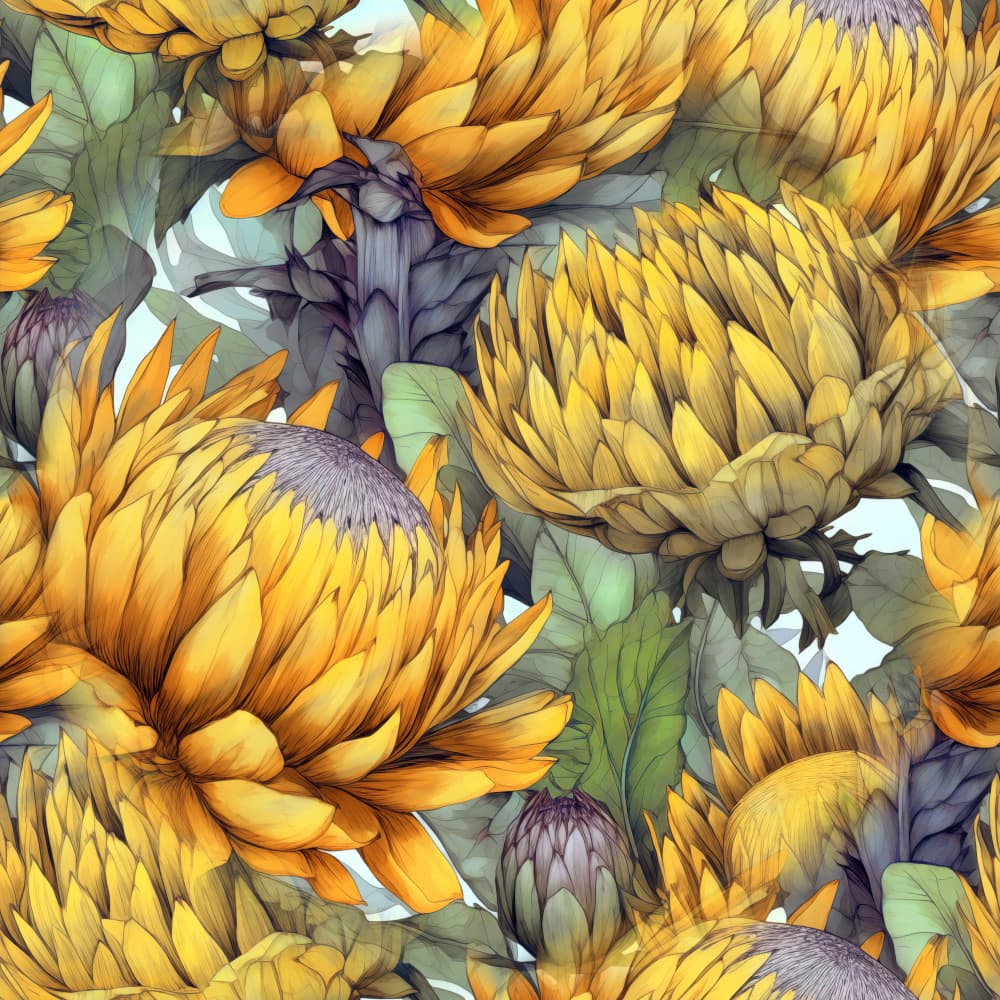 Vibrant Yellow Botanicals by Justyna Jaszke — canvas wall art