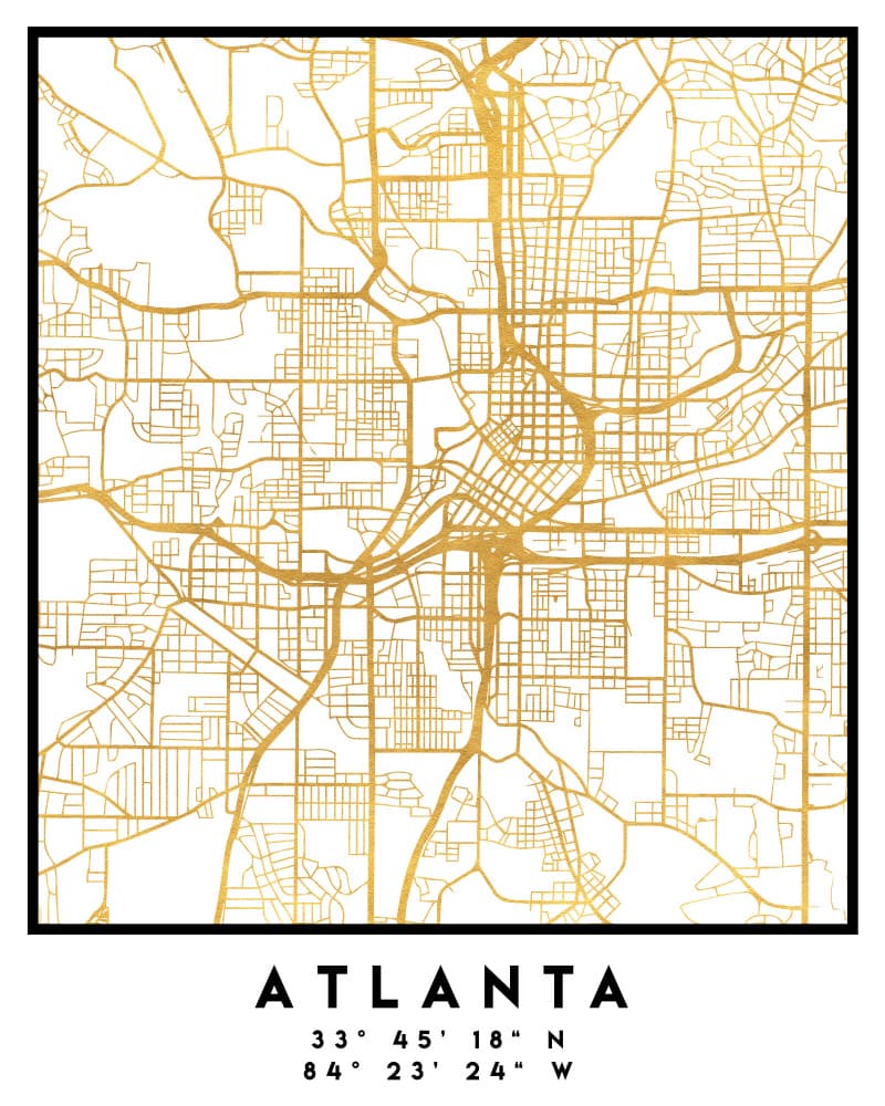 Atlanta Golden Map by Emiliano Deificus — canvas wall art