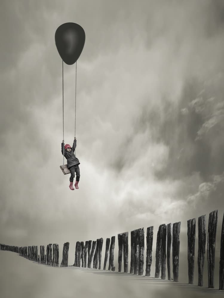 Child's Balloon Swing by David Senechal Photographie (polydactyle) — canvas wall art