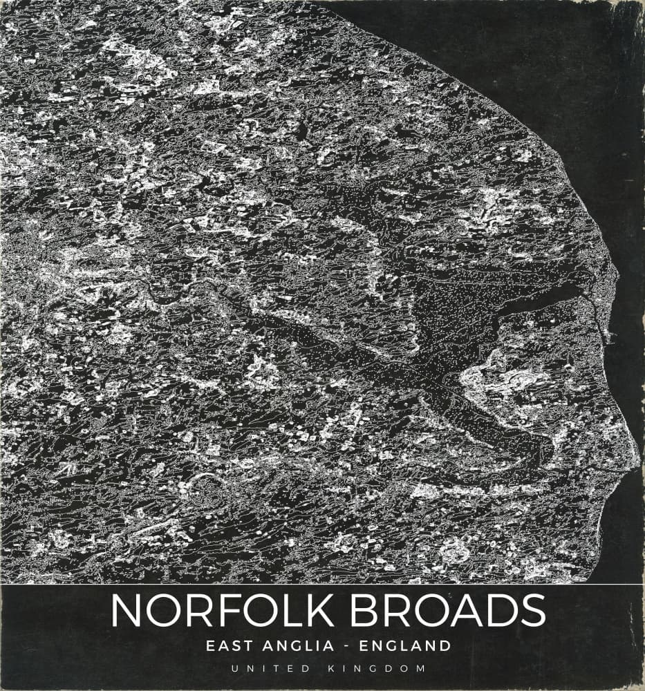 Norfolk Broads Map by Nicholas — canvas wall art