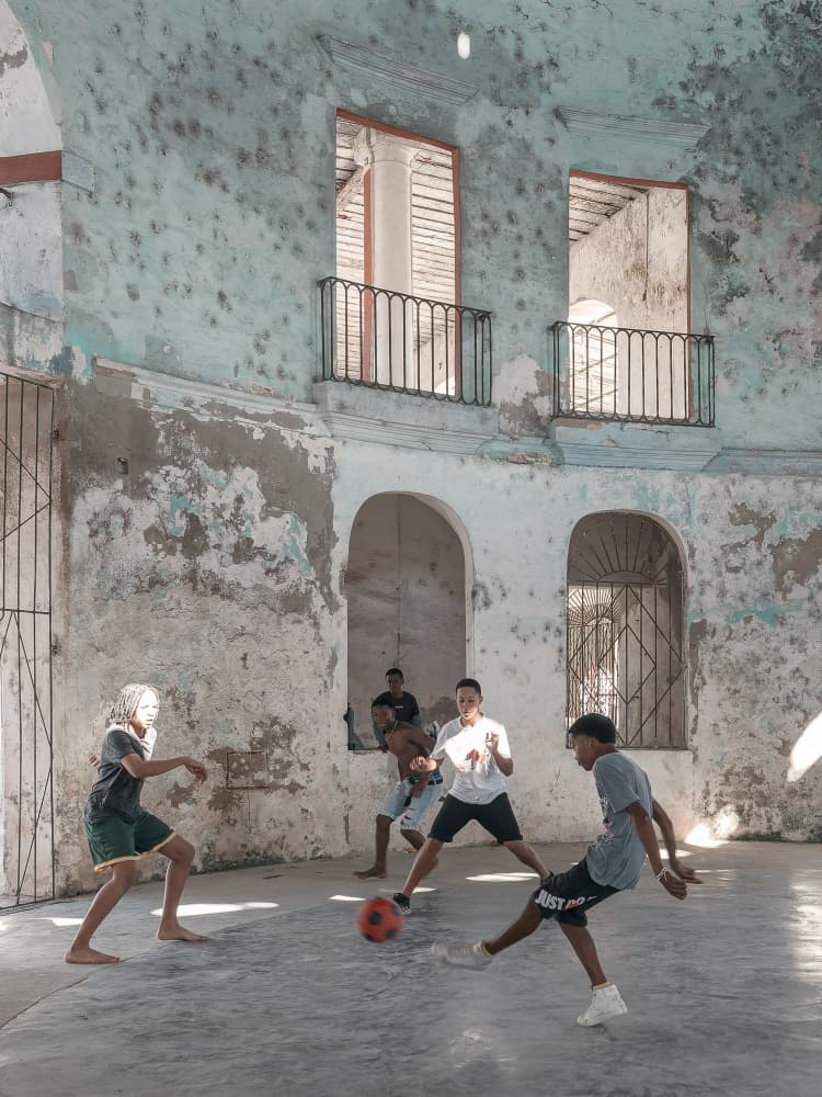 Urban Soccer Game by Andy Bauer — canvas wall art