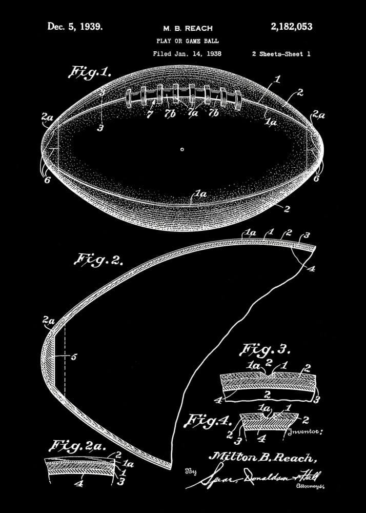 Vintage Football Patent by Andreas Magnusson — canvas wall art