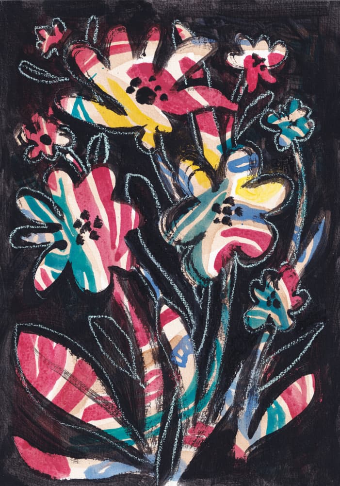 Colorful Striped Flowers by Catalina Somolinos — canvas wall art