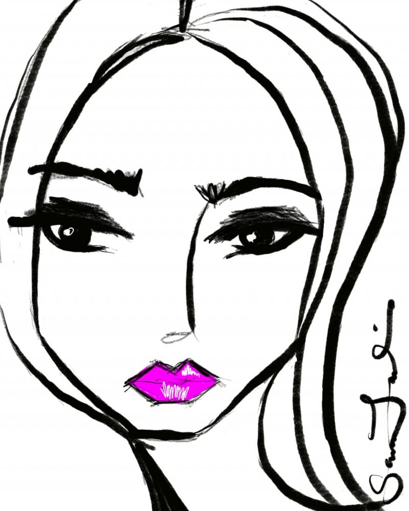 Pink Lips Portrait by Sanna Jarlelind — canvas wall art