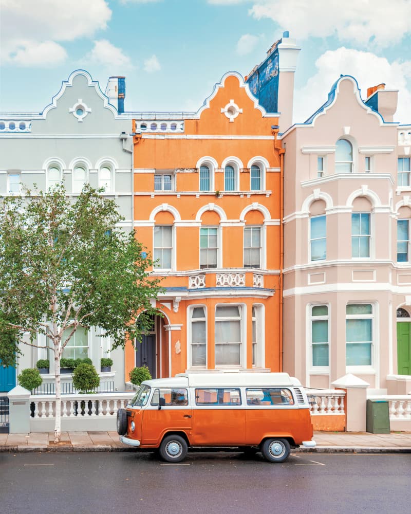 Vintage Van Pastel Homes by Gabor Estefan — canvas wall art