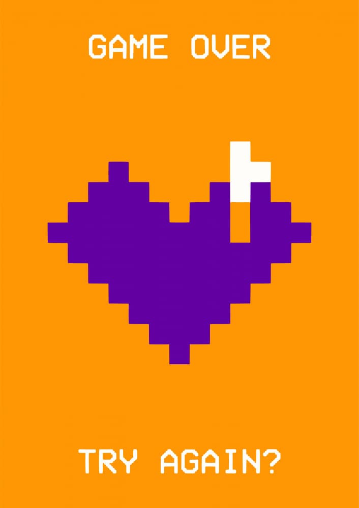 Retro Game Over Heart by Patryk Krygowski — canvas wall art