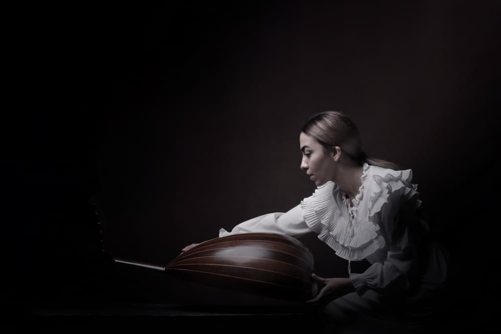 Elegant Lute Player by Moein Hasheminasab — canvas wall art