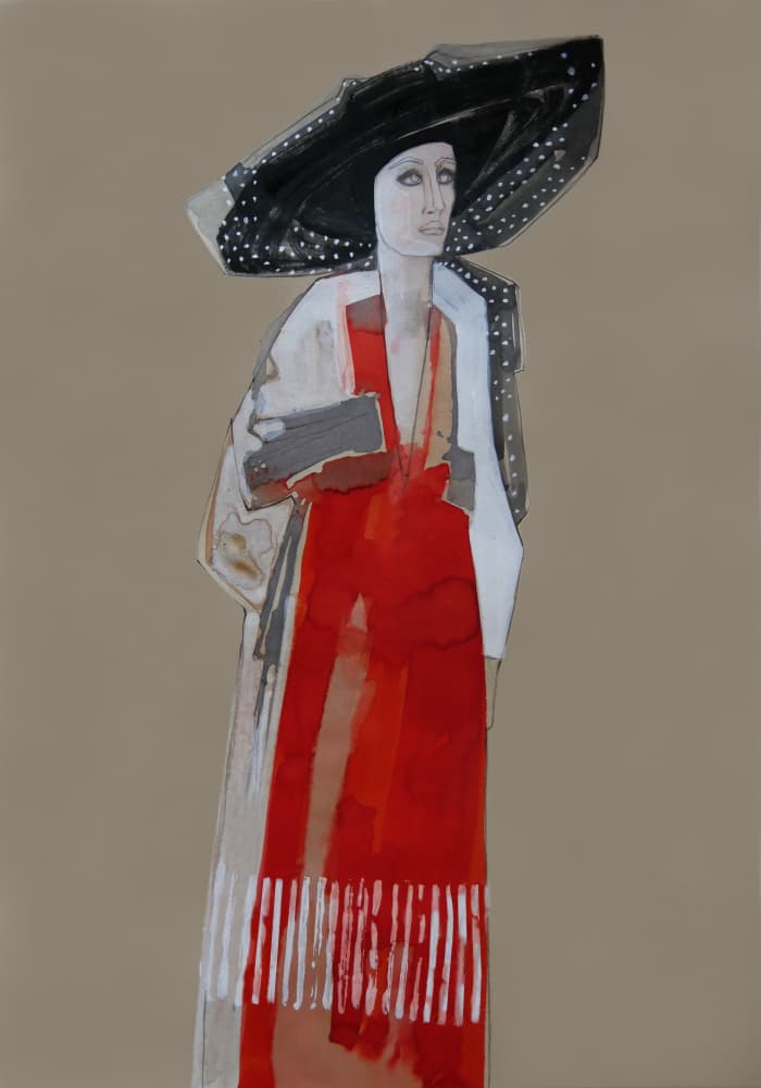 Elegant Woman Red Dress by Doris Schmitz — canvas wall art