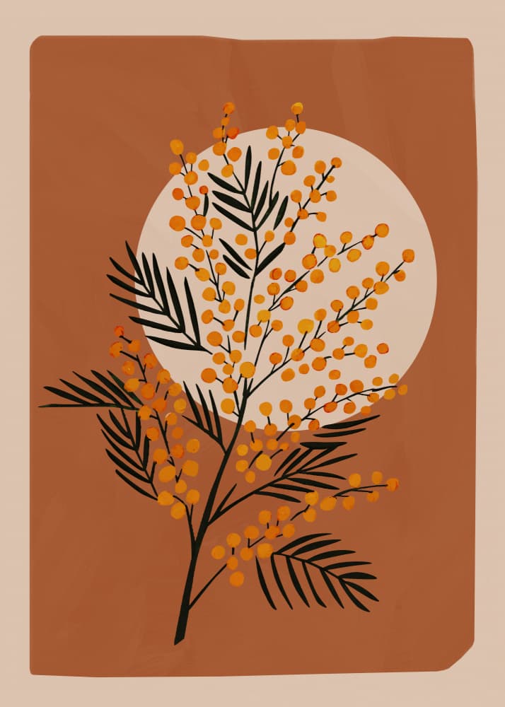 Golden Mimosa Branch by City Art — canvas wall art