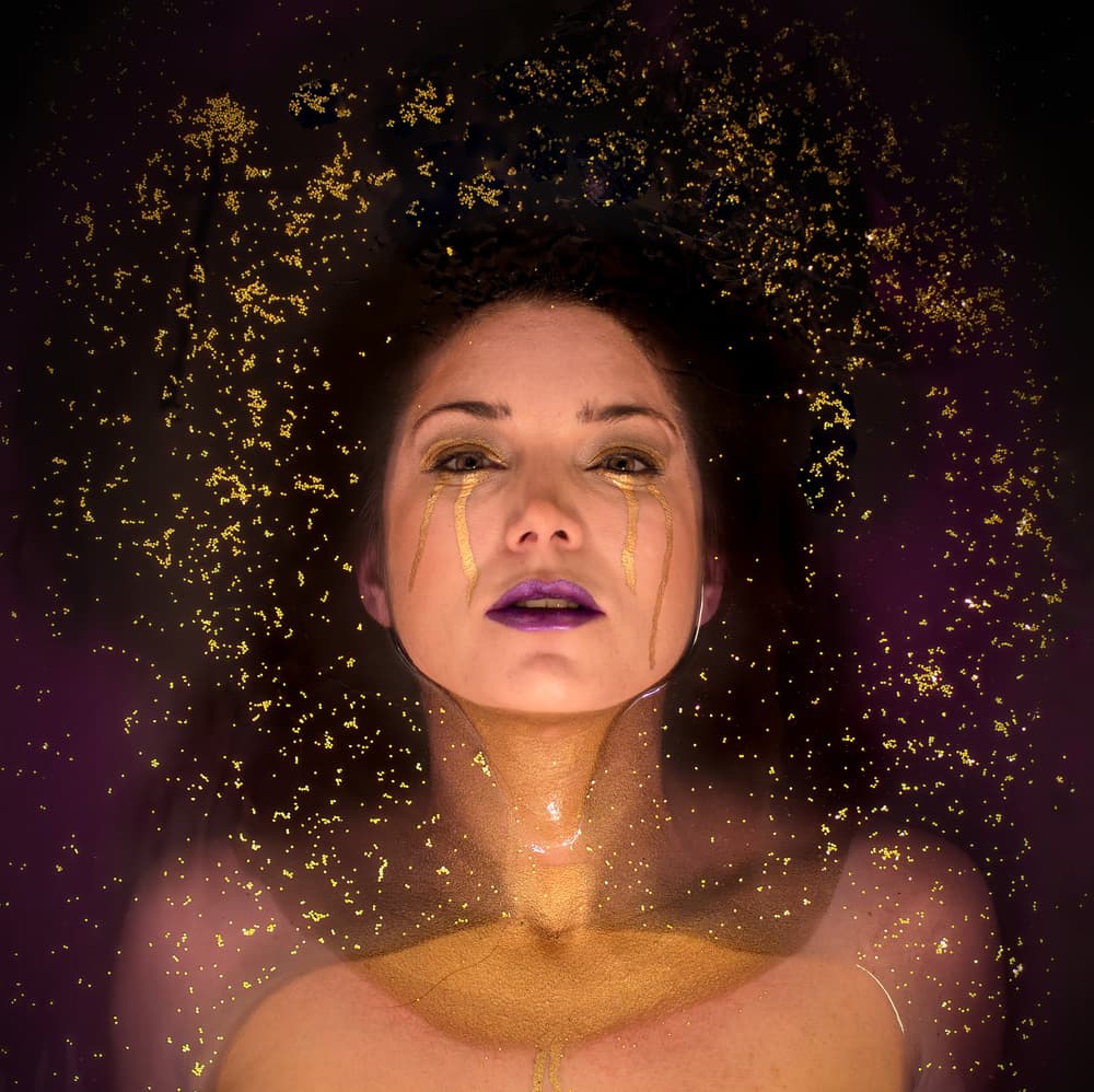 Golden Tears Woman by Luc Stalmans — canvas wall art