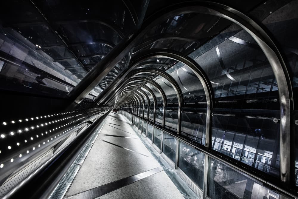 Long Illuminated Tunnel by Hervé Loire — canvas wall art