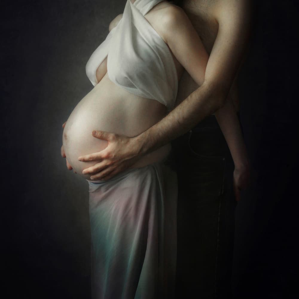 Tender Maternity Embrace by Ivaylo and Teodora — canvas wall art