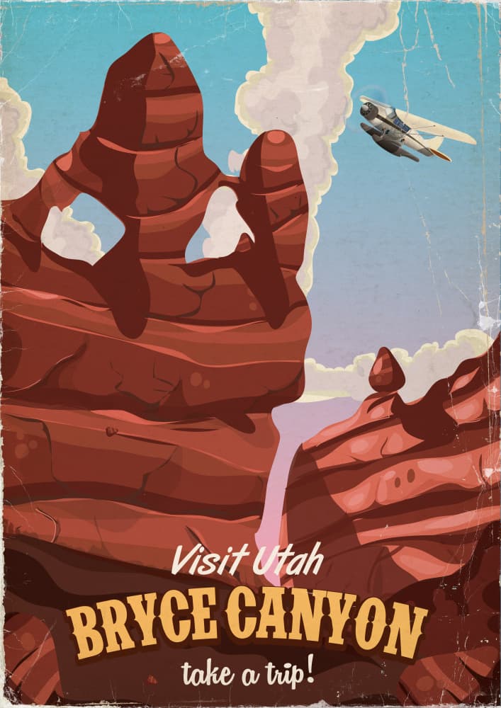 Bryce Canyon Vintage Flight by Nicholas — canvas wall art