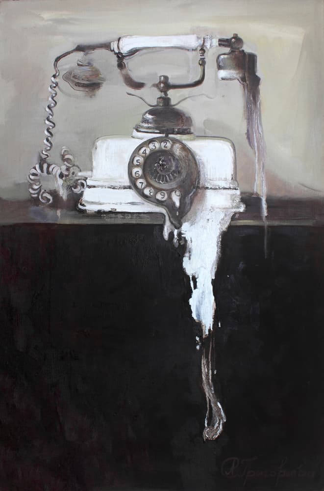 Melting Rotary Phone by Anastasiia Grygorieva — canvas wall art