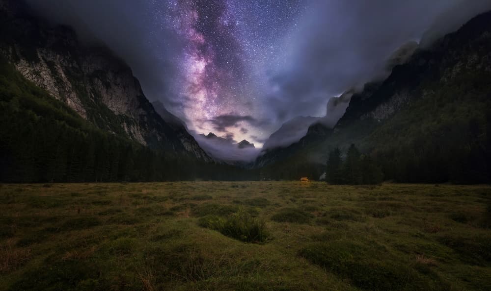 Cosmic Mountain Night by Ales Krivec — canvas wall art