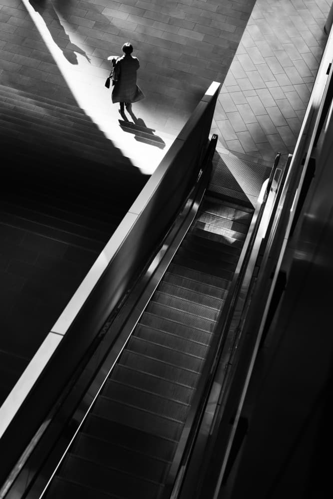 Urban Woman Escalator by Haruma Okubo — canvas wall art