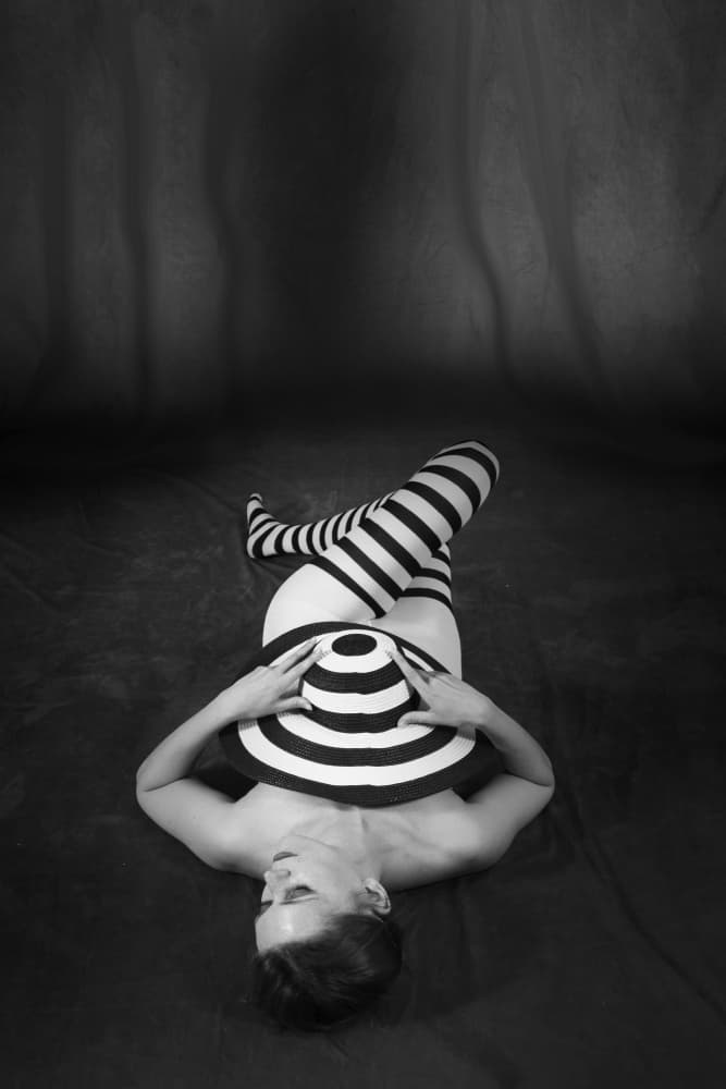 Whimsical Striped Woman by Christine von Diepenbroek — canvas wall art