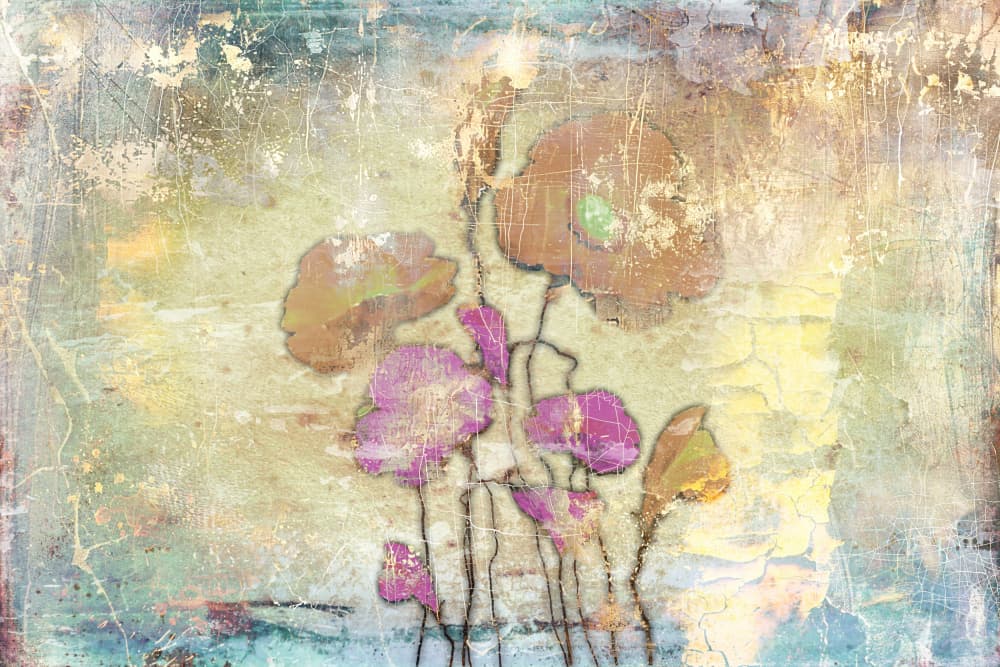 Rustic Abstract Poppies by Rafal Kulik — canvas wall art