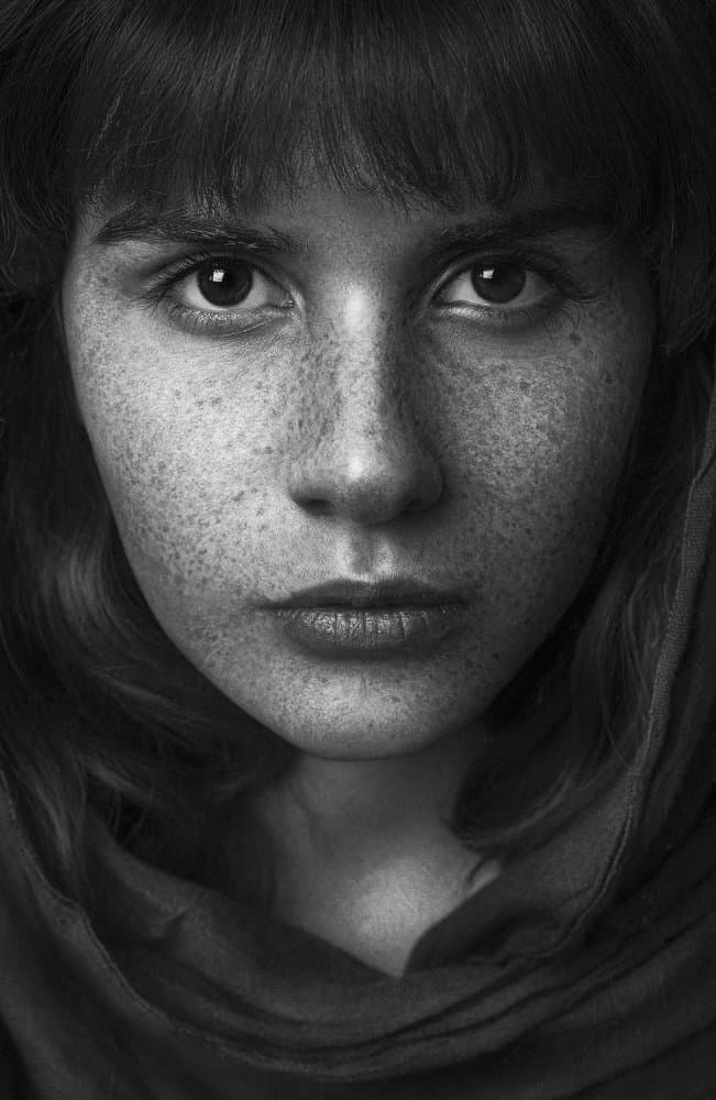 Intense Freckled Gaze by behnamkhoramshahi — canvas wall art