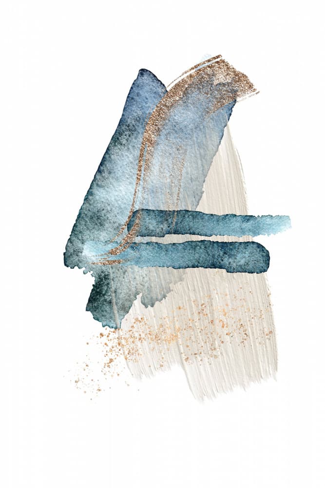 Modern Blue Gold Strokes by Sally Ann Moss — canvas wall art