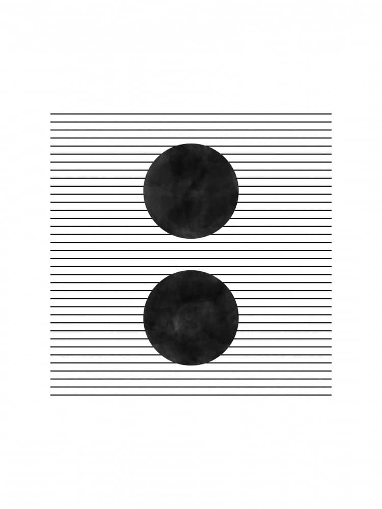 Minimalist Black Circles Lines by Elena Ristova — canvas wall art