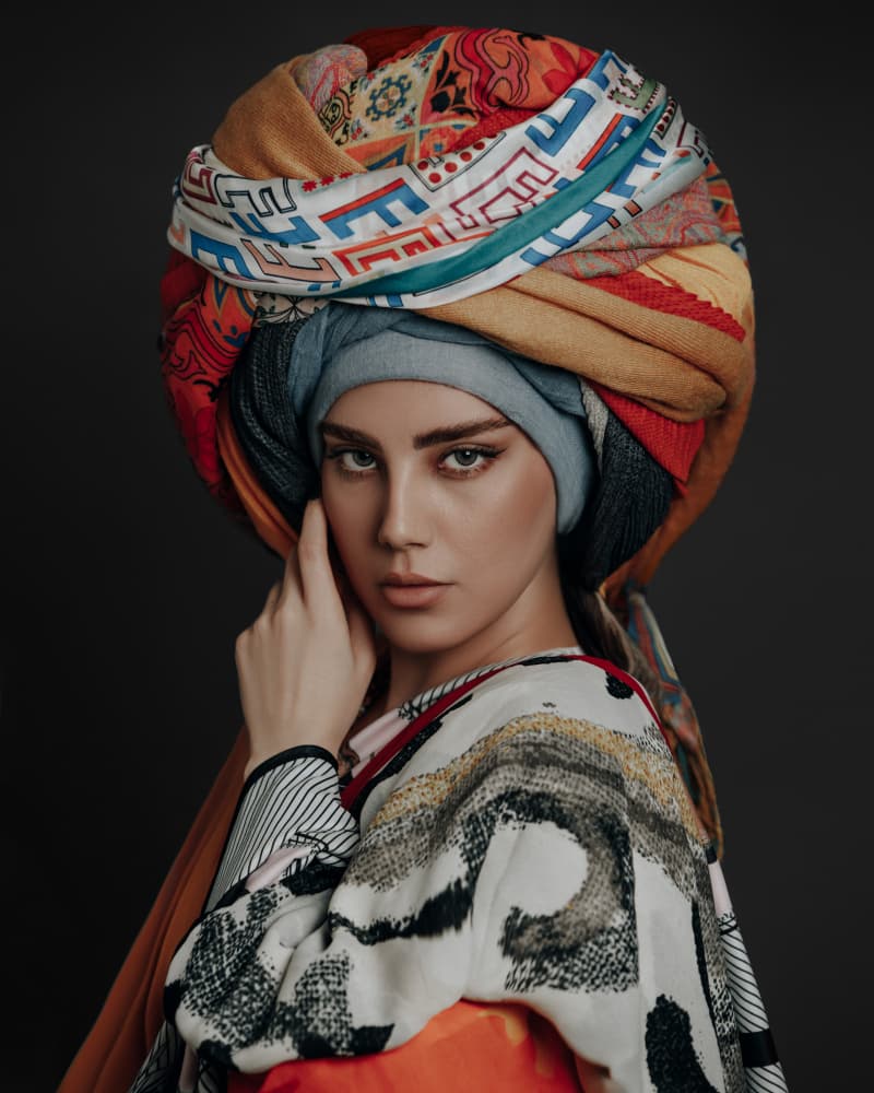 Colorful Turban Portrait by Amin Hamidnezhad — canvas wall art