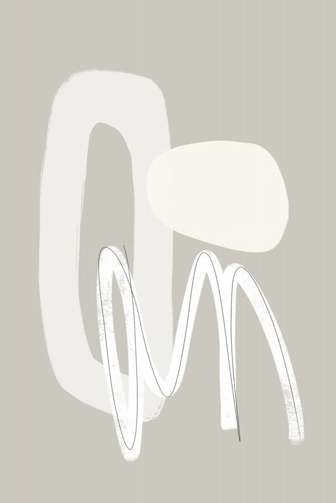 Flowing Curves and Shapes in Neutral Tones by uplusmestudio — canvas wall art