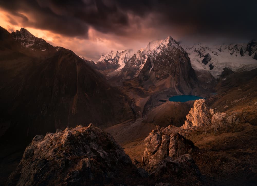 Dramatic Alpine Lake Sunset by Karol Nienartowicz — canvas wall art