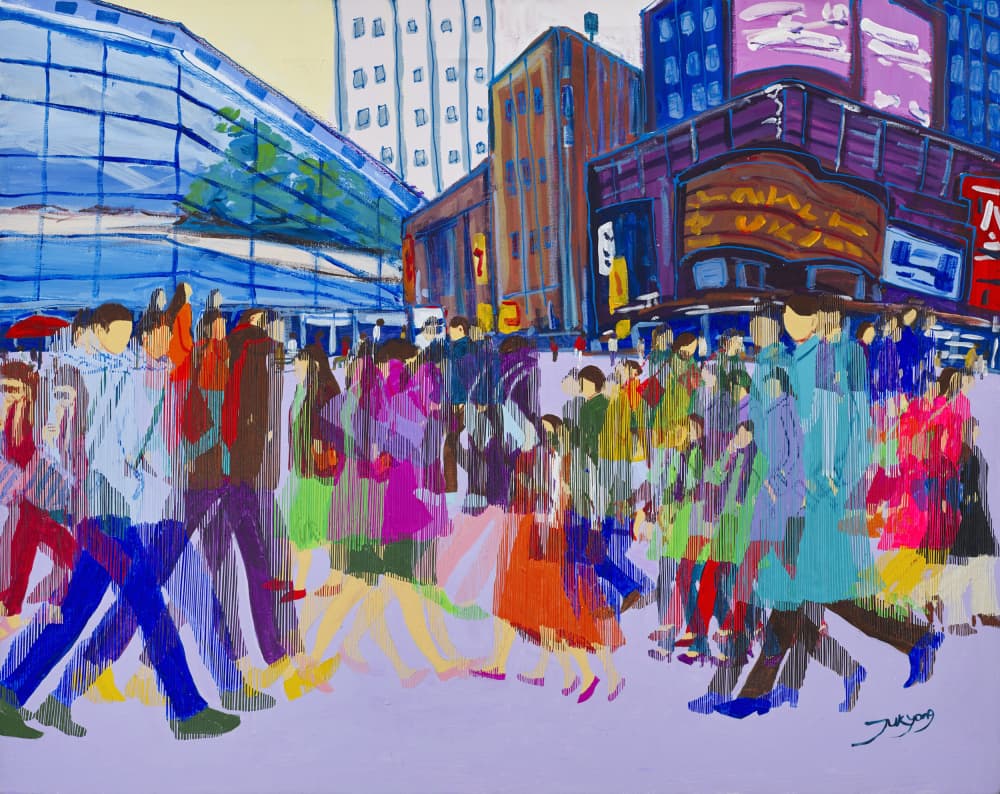 Vibrant City Crossroads by Jukyong Park — canvas wall art
