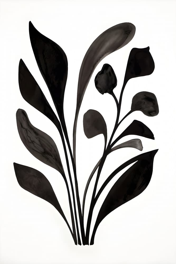 Organic Black Plants by Miguel Bruzual — canvas wall art