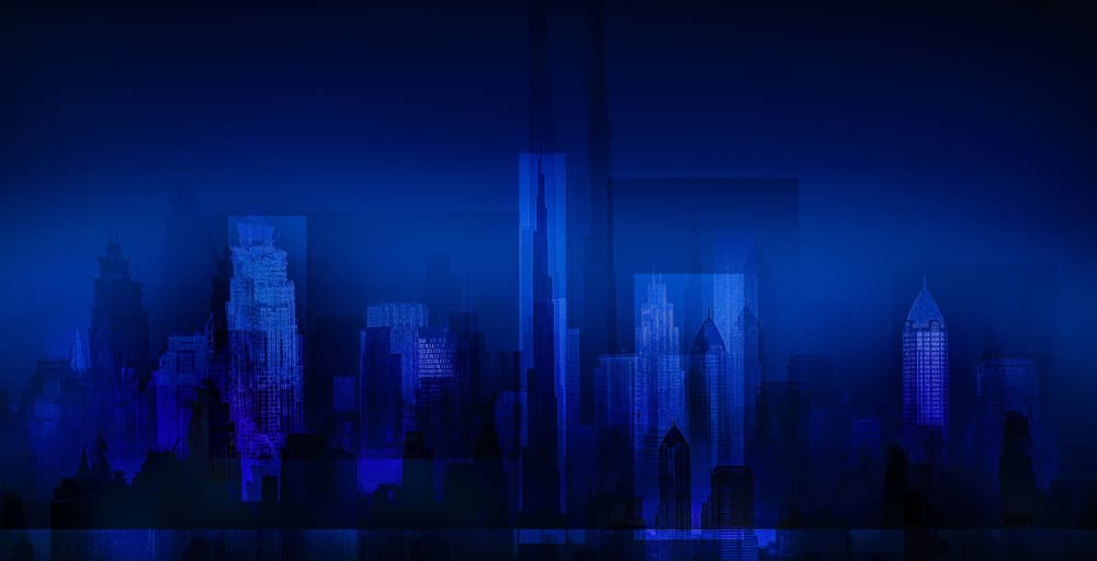 Deep Blue Metropolis by Carmine Chiriacò — canvas wall art